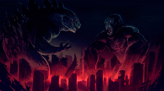 King Kong mot Godzilla konstverk, HD tapet HD wallpaper