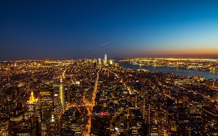 뉴욕시 야경 Hd 바탕 화면 배경 화면 무료 다운로드 | Wallpaperbetter
