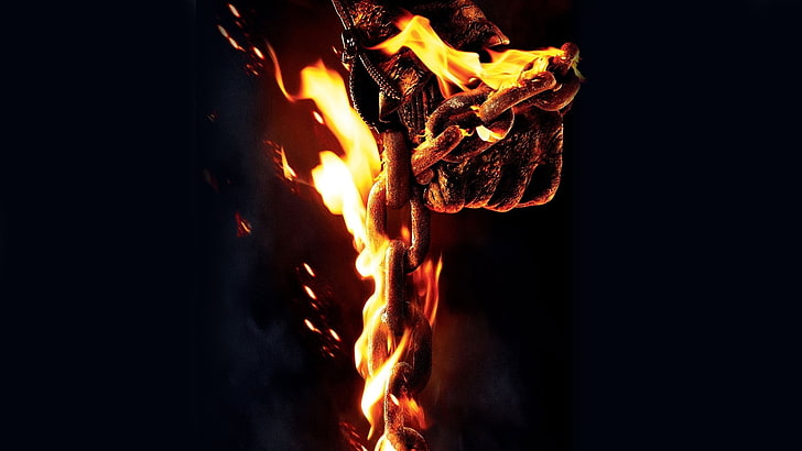 braune Kette mit Feuer, Ghost Rider, Nicolas Ceig, der Geist der Rache, HD-Hintergrundbild