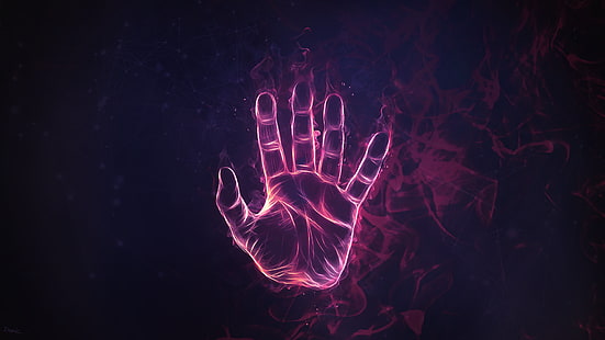 person's left palm, digital art, hands, pink, HD wallpaper HD wallpaper
