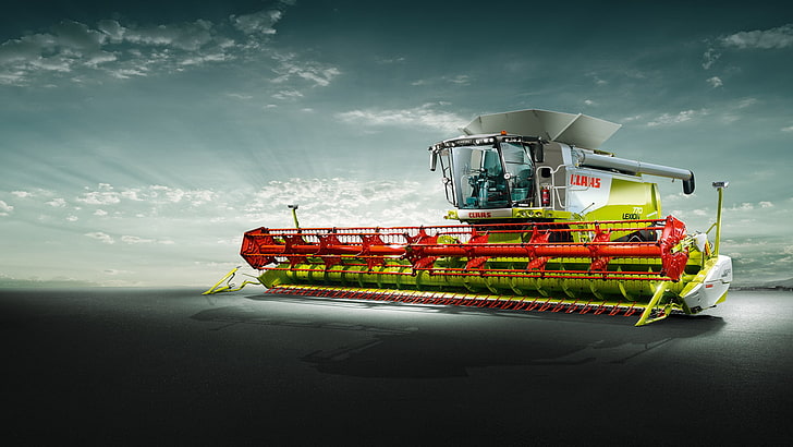 red and green combine harvester, harvester, Lexion, Claas, 770, HD wallpaper