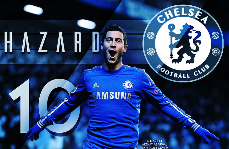Eden Hazard, Sports, Football, graphicdesign, 2k, edenhazard, chelsea, chelsea fc, graphic design, photoshop, HD wallpaper