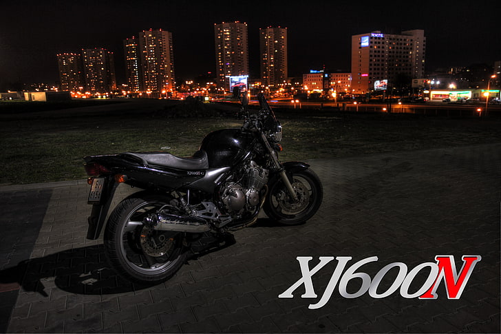 Schwarz-Grau-Standard-Motorrad, Yamaha, Yamaha XJ600N, Katowice, Polen, Polnisch, HD-Hintergrundbild