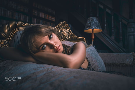 wanita, Anastasia Scheglova, berambut pirang, potret, model, Wallpaper HD HD wallpaper