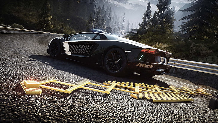 Обои Need For Speed ​​Hot Pursuit, Ламборджини, Lamborghini Aventador, Жажда скорости, Need for Speed: соперники, видеоигры, автомобиль, HD обои