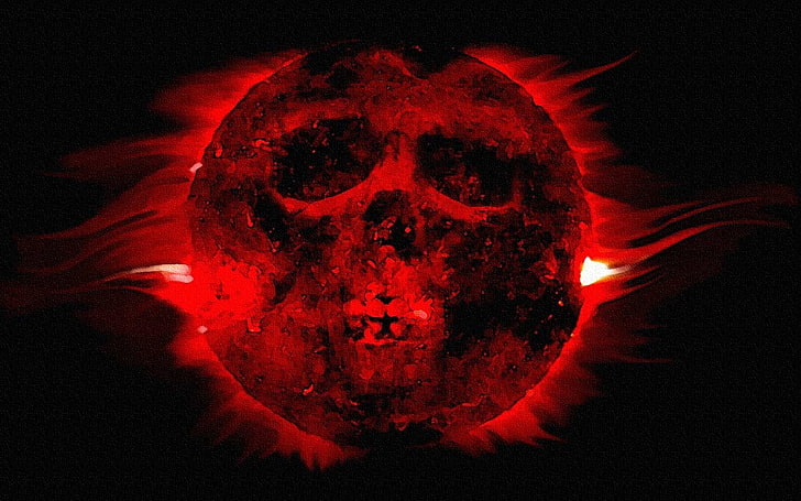 tapeta z czerwoną czaszką, ciemność, czaszka, krew, księżyc, Tapety HD