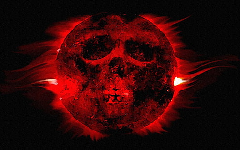 червен череп тапет, тъмно, череп, кръв, луна, HD тапет HD wallpaper