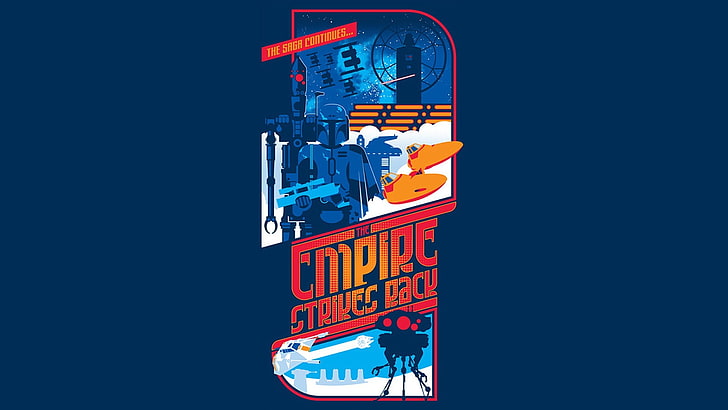 Empire Strikes Back logo, Star Wars, science fiction, Boba Fett, bounty hunter, Star Wars: Episode V - The Empire Strikes Back, fan art, HD wallpaper