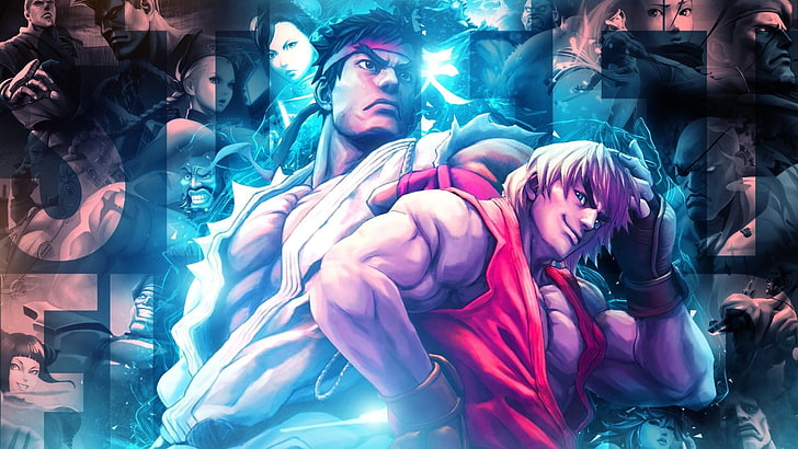 ورق جدران Street Fighter Ken و Ryu الرقمي ، Street Fighter ، Ryu (Street Fighter) ، Ken Masters ، ألعاب فيديو ، مجمعة، خلفية HD