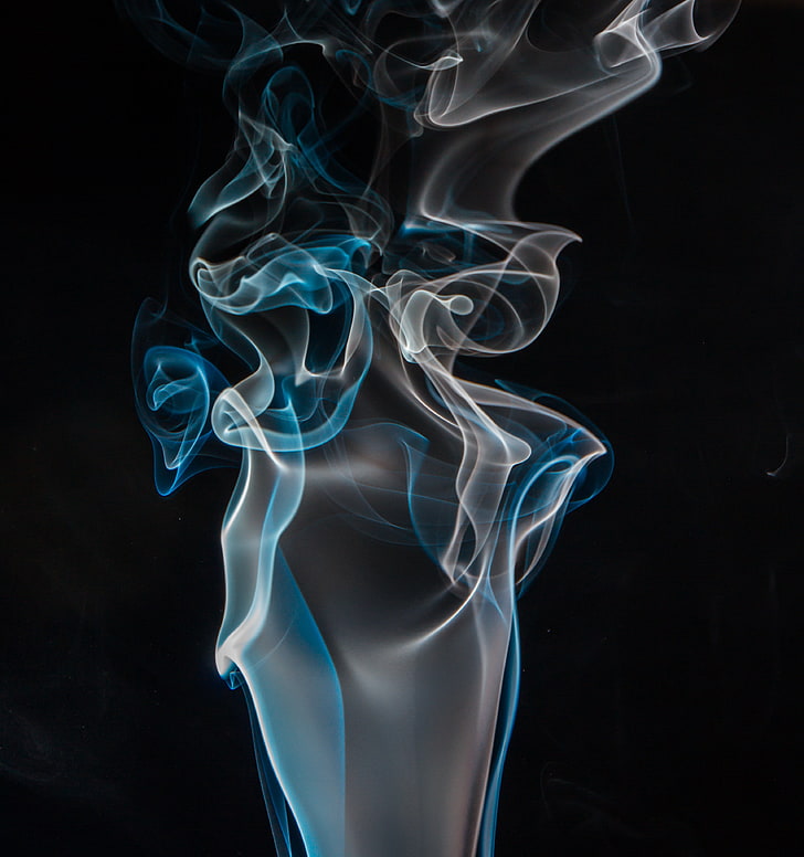 white and blue smoke digital wallpaper, smoke, clots, coils, shroud, colored smoke, HD wallpaper