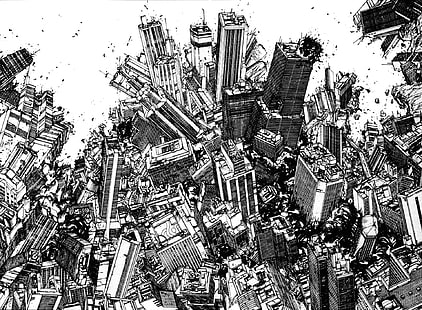 pejzaże miejskie w skali szarości miasta 1920x1410 Anime Akira HD Art, skala szarości, pejzaże miejskie, Tapety HD HD wallpaper