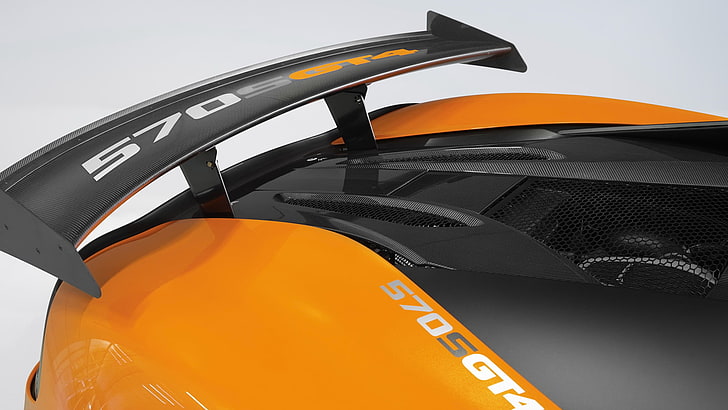 McLaren, McLaren 570S, McLaren 570S GT4, spoilers, HD wallpaper