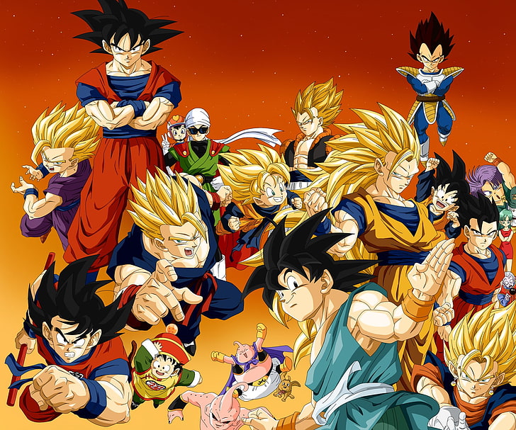 วอลล์เปเปอร์ตัวละคร Dragon Ball, Dragon Ball, Dragon Ball Z, Gohan (Dragon Ball), Goku, Goten (Dragon Ball), Majin Buu, Trunks (Dragon Ball), Vegeta (Dragon Ball), Videl (ดราก้อนบอล), วอลล์เปเปอร์ HD