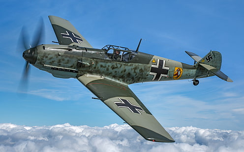 Bf 109、メッサーシュミット、Me-109、空軍、第二次世界大戦、ドイツ空軍、メッサーシュミットBf.109E、 HDデスクトップの壁紙 HD wallpaper