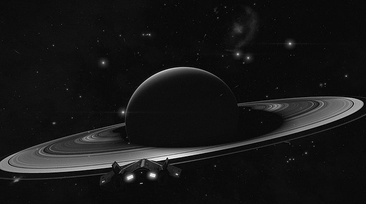 Arrival at Saturn, Saturn digital wallpaper, Space, planet, universe, spaceship, elite dangerous, solar system, saturn, gas giant, rings, HD wallpaper