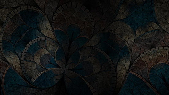 resumo, arte digital, flores fractal, escuro, HD papel de parede HD wallpaper