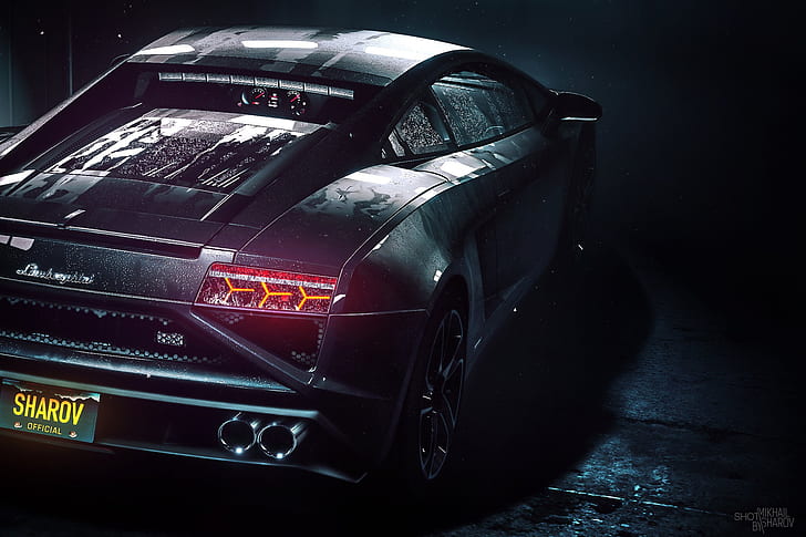 gelap, mobil, kendaraan, Lamborghini, Lamborghini Aventador, Wallpaper HD