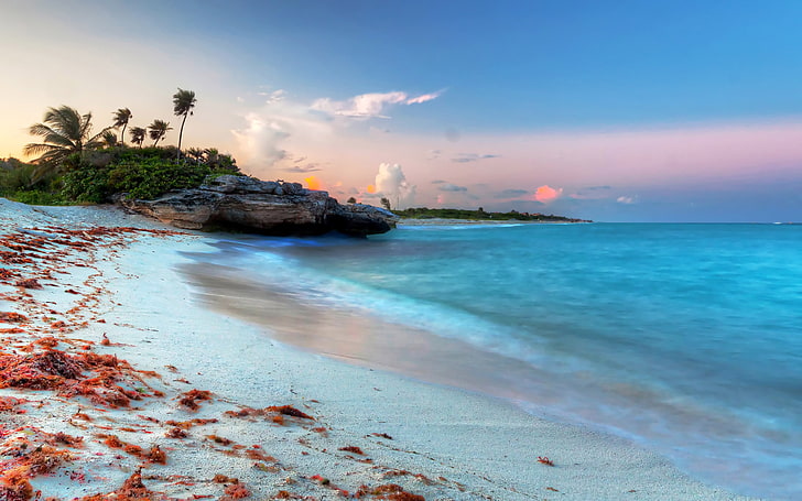 Playa Del Carmen Fantastisk solnedgång vid Karibiska havet i Mexiko Fototapet Hd 3840 × 2400, HD tapet