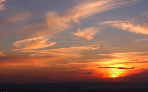 nuvole, paesaggio, cielo, tramonto, Sfondo HD HD wallpaper