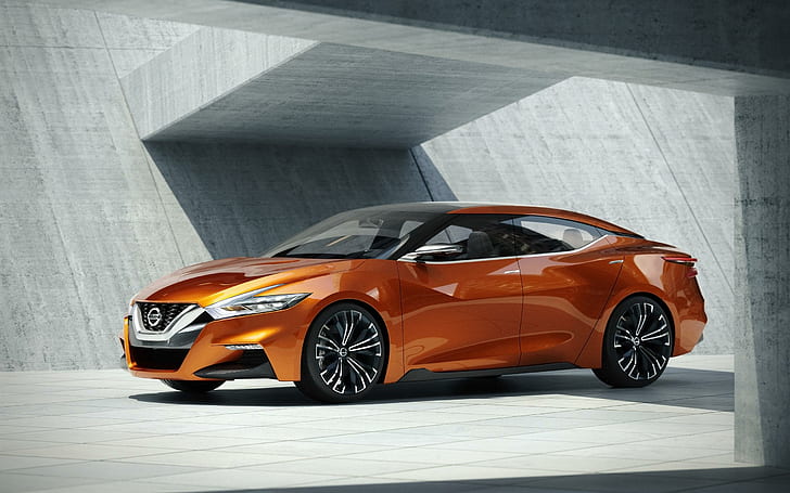 2014 Nissan Sport Sedan Concept 4, orange nissan maxima, concept, sedan, sport, nissan, 2014, cars, HD wallpaper