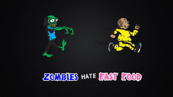 zombie illustration, minimalism, cartoon, zombies, humor, HD wallpaper