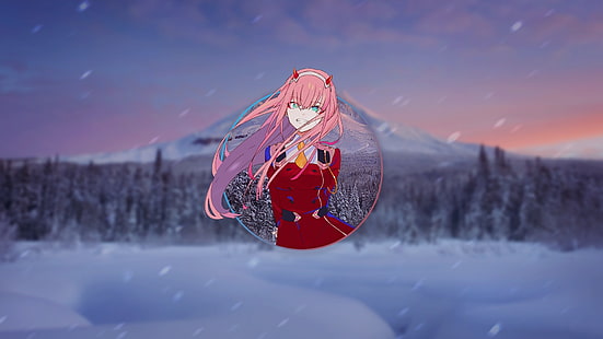 Anime Girls, Darling in der FranXX, Zero Two (Darling in der FranXX), Bild-in-Bild, Anime, rosa Haare, HD-Hintergrundbild HD wallpaper