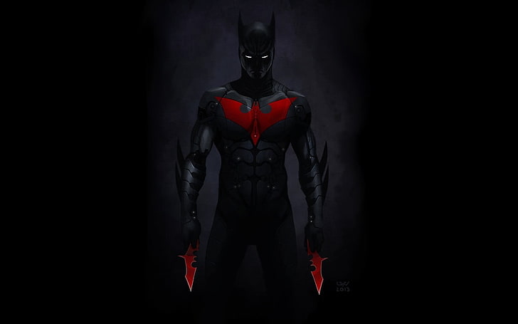 Fondo de pantalla digital negro y rojo de Batman, Batman más allá, Baterang, Batman, Fondo de pantalla HD