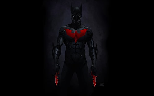 svart och röd Batman digital tapet, Batman Beyond, Baterang, Batman, HD tapet HD wallpaper