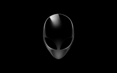 Alienware logo, white, black, Alien, Alienware, Head, Dell, HD wallpaper HD wallpaper