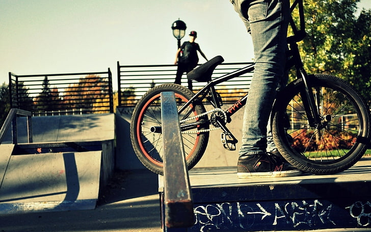 schwarz BMX, Sport, Menschen, BMX, Fahrrad, HD-Hintergrundbild