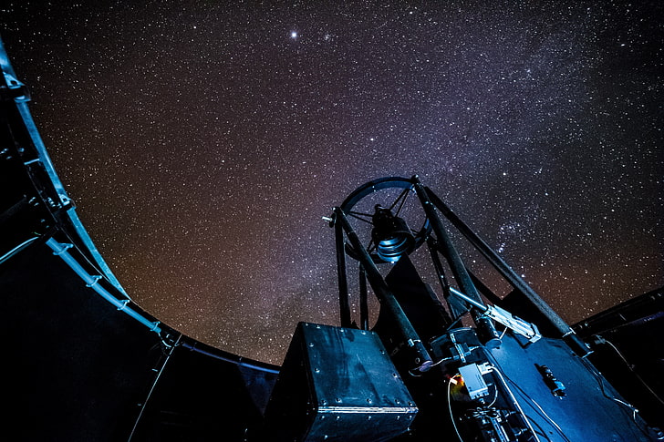 satélite cinza e preto, estrelas, observatório, natureza, telescópio, HD papel de parede