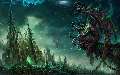 Black Temple, World of Warcraft: The Burning Crusade, Illidan Stormrage, World of Warcraft, videospel, fantasikonst, HD tapet HD wallpaper