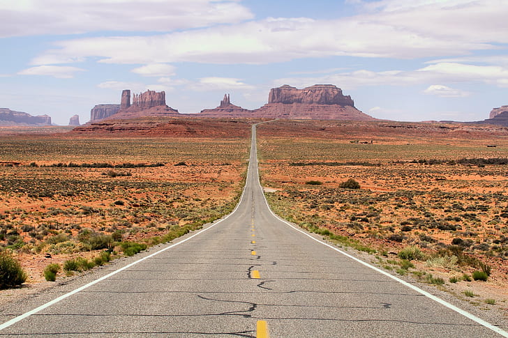 gray asphalt road during daytime, Monument Valley, Honeymoon, Explored, gray, asphalt, road, daytime, Arizona, Passages, desert, uSA, monument Valley Tribal Park, utah, mesa, landscape, southwest USA, butte - Rocky Outcrop, nature, navajo, scenics, travel, outdoors, north American Tribal Culture, national Park, mesa - Arizona, no People, wild West, HD wallpaper