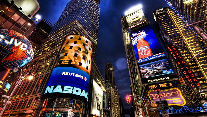 NASDAQ Stock Market w Nowym Jorku, reklama biznesowa nasdas, york, nasdaq, akcje, rynek, podróże i świat, Tapety HD