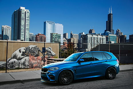 BMW, BMW X5, รถสีน้ำเงิน, รถยนต์, รถหรู, SUV, ยานพาหนะ, วอลล์เปเปอร์ HD HD wallpaper