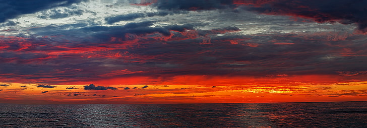 البحر الأسود ، الغروب ، الغيوم، خلفية HD