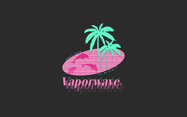 vaporwave, retrowave, Photoshop, арт инсталация, неон, 1980-те, текстура, HD тапет