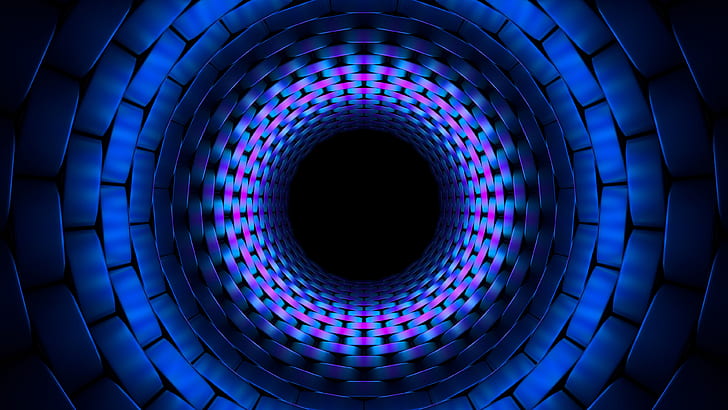 blue, fractal, circle, fractal art, symmetry, close up, 3d, digital art, electric blue, graphic design, sphere, spiral, pattern, darkness, round, graphics, HD wallpaper