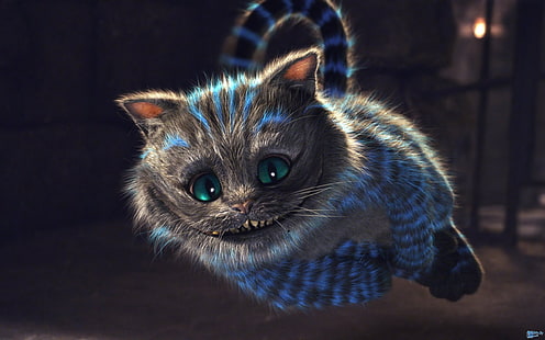 Alice in Wonderland Cheshire cat, Cheshire Cat, Alice in Wonderland, hewan, seni fantasi, Wallpaper HD HD wallpaper