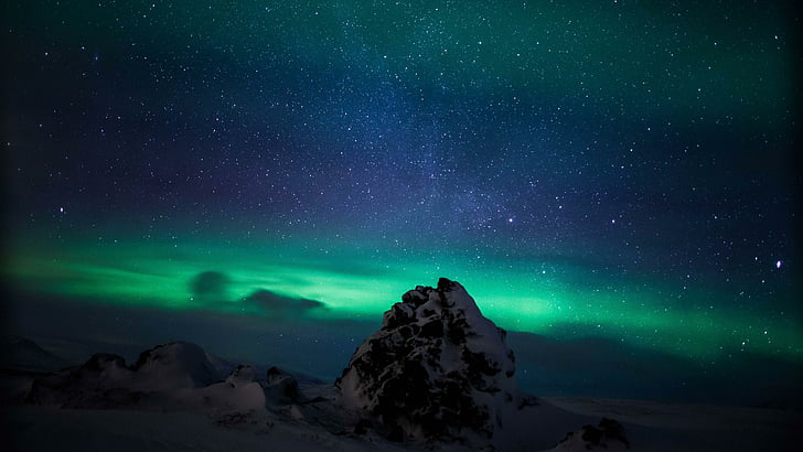 aurores boréales, aurore boréale, islande, aurore boréale, montagne, froid, glace, Fond d'écran HD
