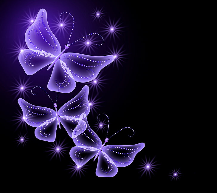 Purple butterflies wallpaper, butterfly, abstract, glow, neon, purple,  sparkle, HD wallpaper | Wallpaperbetter
