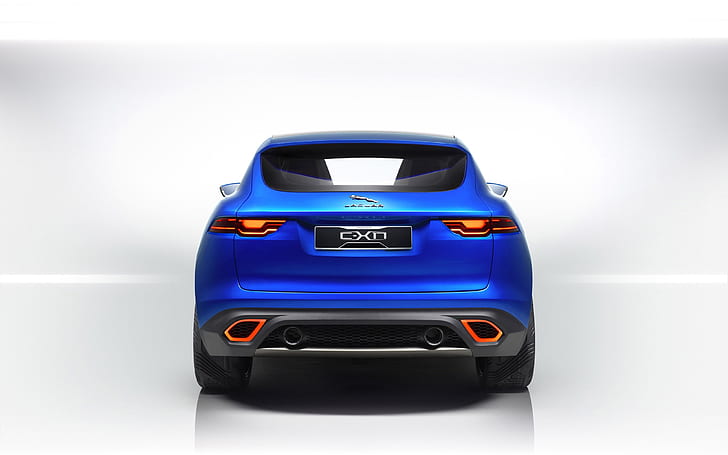 Rear of Jaguar Cx17 Concept, blue jaguar suv, jaguar concept car, HD wallpaper