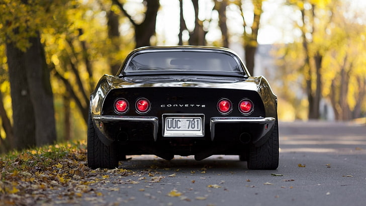 черна кола Corvette, кола, превозно средство, Corvette, Chevrolet Corvette, C3, HD тапет