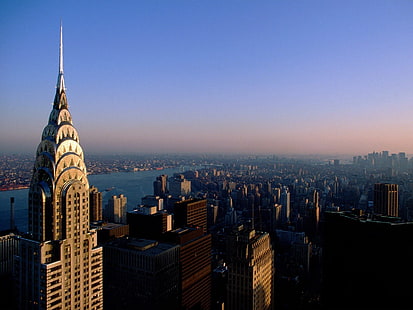 bird's eye view of Chrysler Tower, New York, New York City, skyscraper, cityscape, city, USA, Chrysler Building, HD wallpaper HD wallpaper