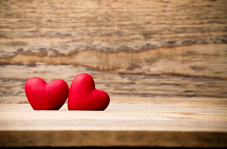 two red heart decors, love, red, background, Wallpaper, mood, heart, widescreen, full screen, HD wallpapers, HD wallpaper