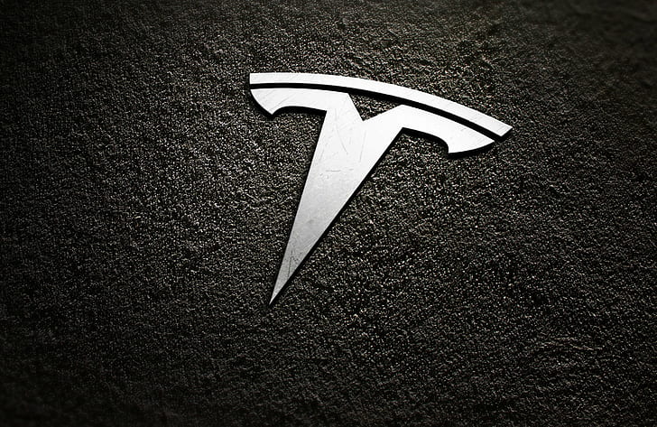 Tesla Motors, logo, gelap, tekstur, Wallpaper HD