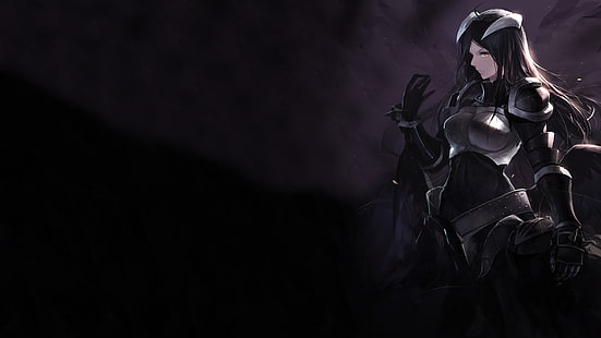 검은 머리 여성 애니메이션 캐릭터 일러스트, 애니메이션, 대 군주, 알베도 (대 군주), HD 배경 화면 HD wallpaper