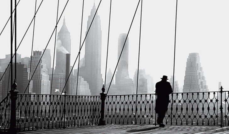 Paul Himmel ~ Brooklyn Bridge ~ 1950, most, biel, czerń, fotografia, 3d i abstrakcja, Tapety HD