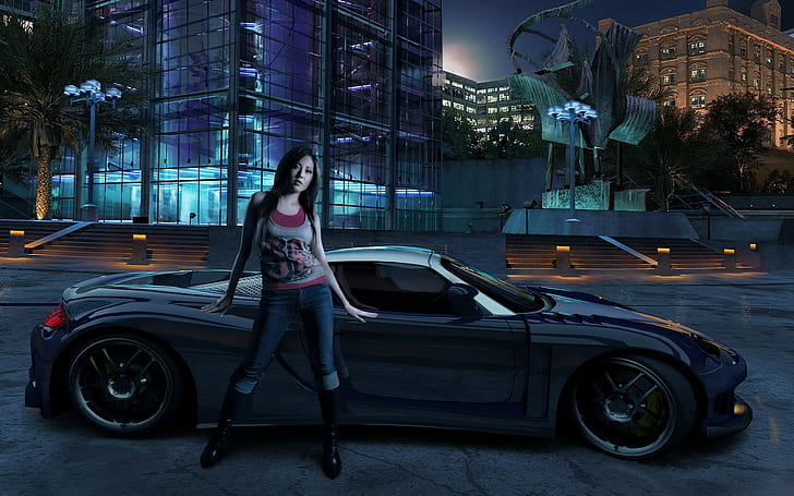 NFS, Need for Speed, Mädchen, Auto, Haus, Nacht, HD-Hintergrundbild
