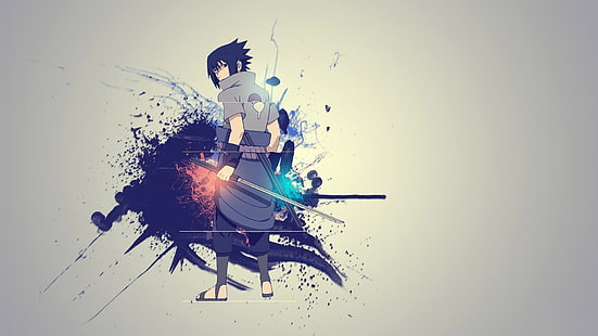 Uchiha Sasuke тапет, Naruto Shippuuden, Uchiha Sasuke, аниме момчета, аниме, минимализъм, нинджи, Akatsuki, HD тапет HD wallpaper